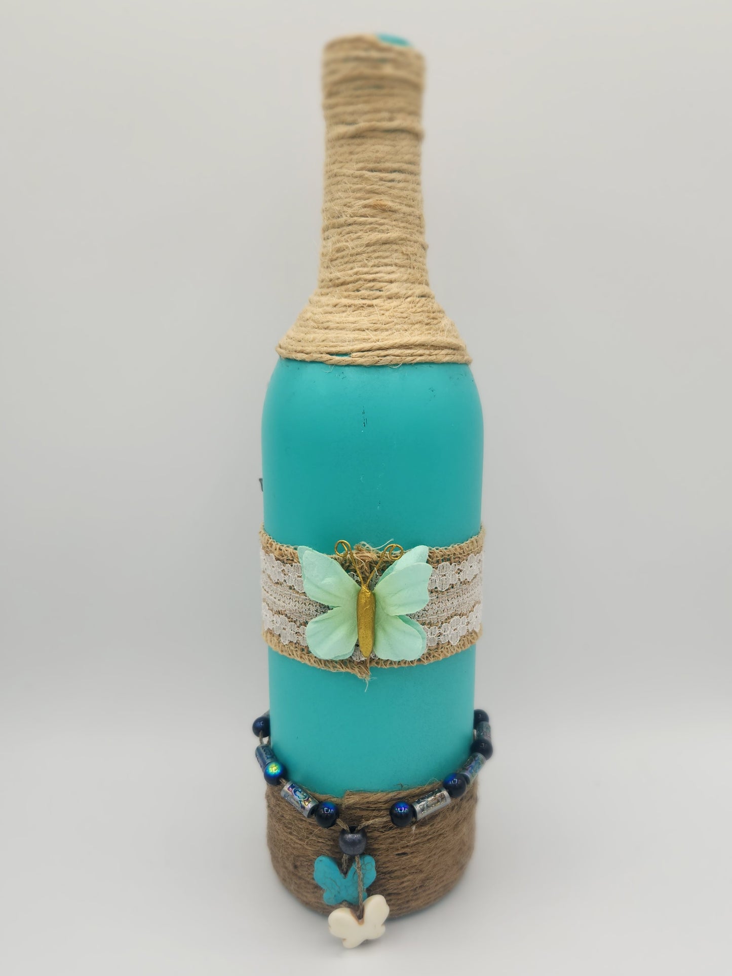 Decorated wine bottle.