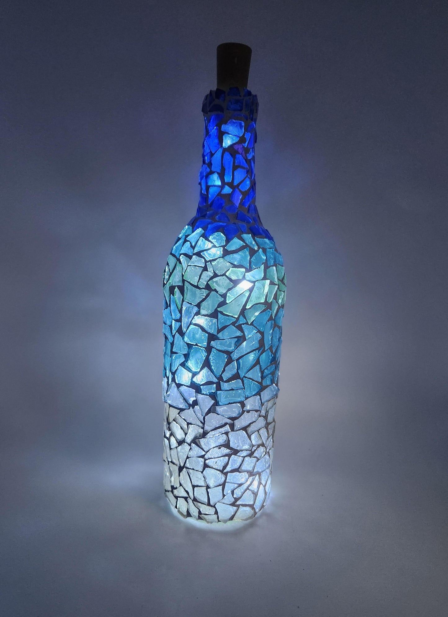 Beach day mosaic wine bottle