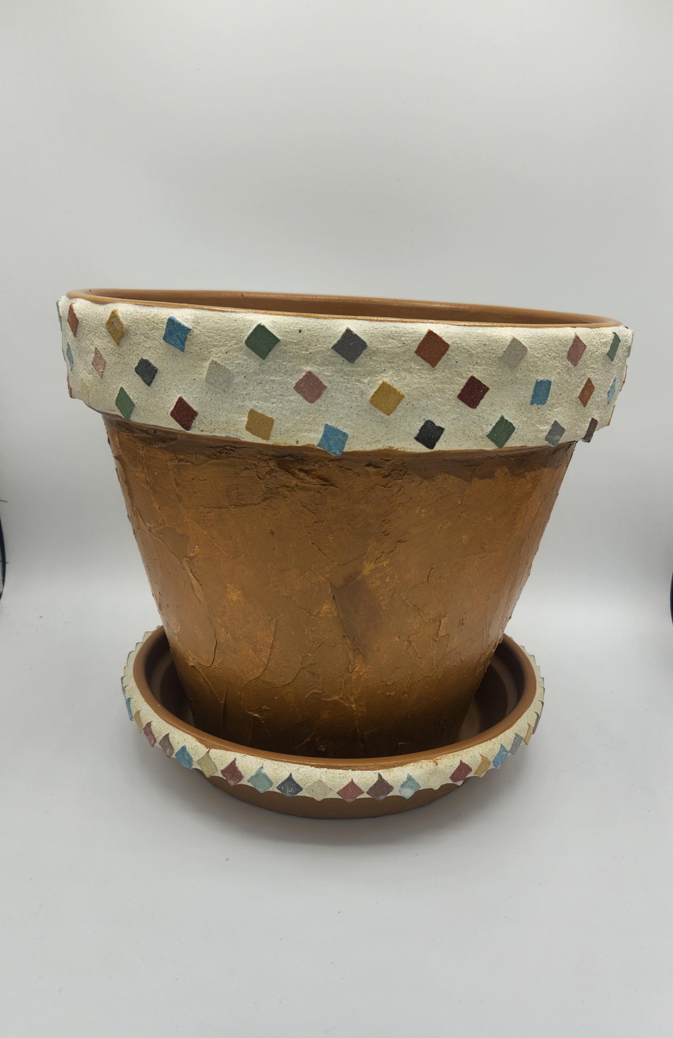 large mosaic plant pots Large mosaic planter – Landharp Creations