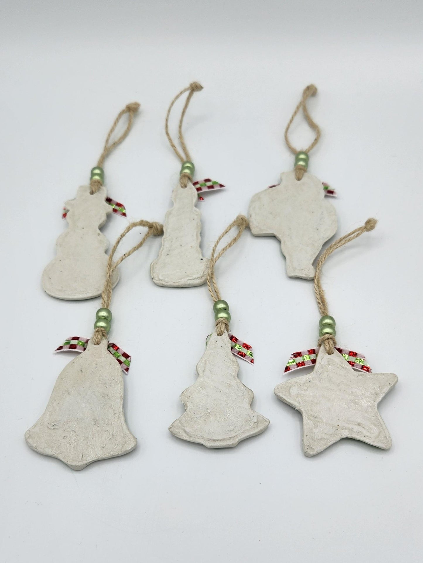Set of six air dry cay ornaments