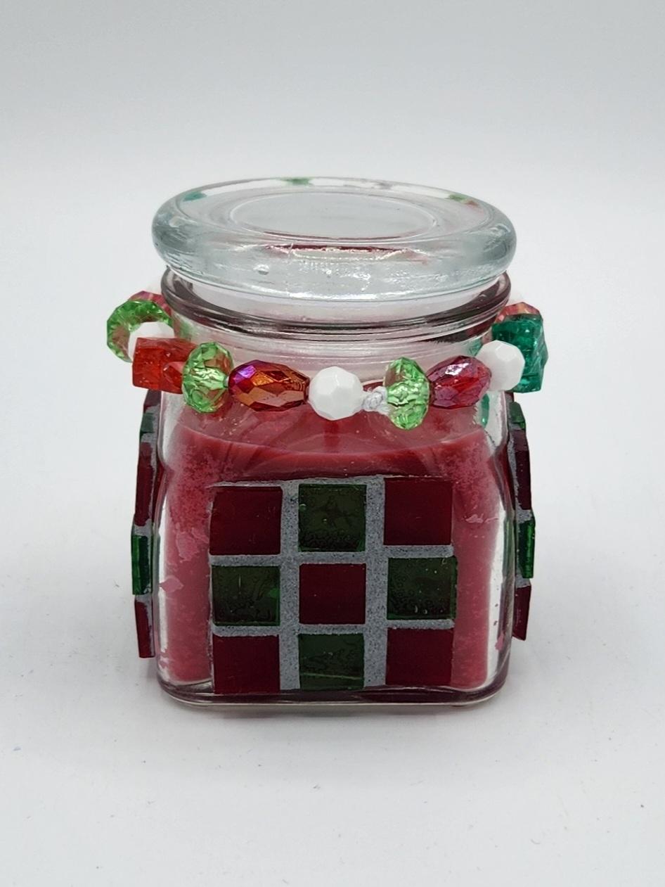 Mosaic small jar with scented candle