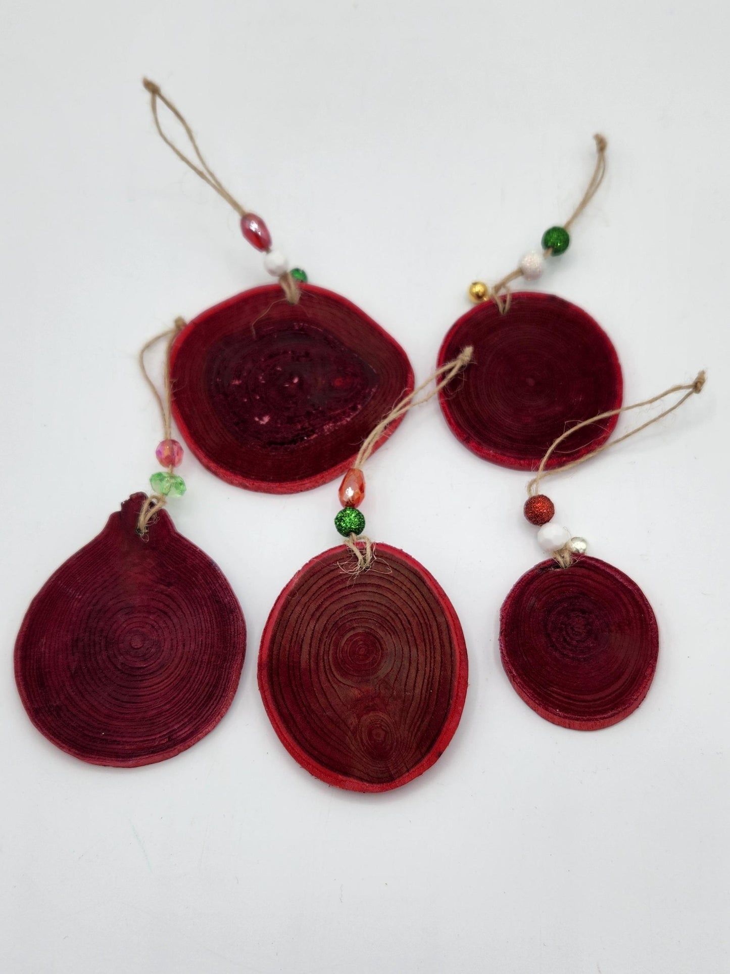 Set of five Christmas animal ornaments