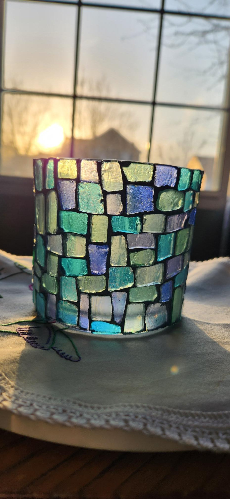 Mosaic sea- glass container