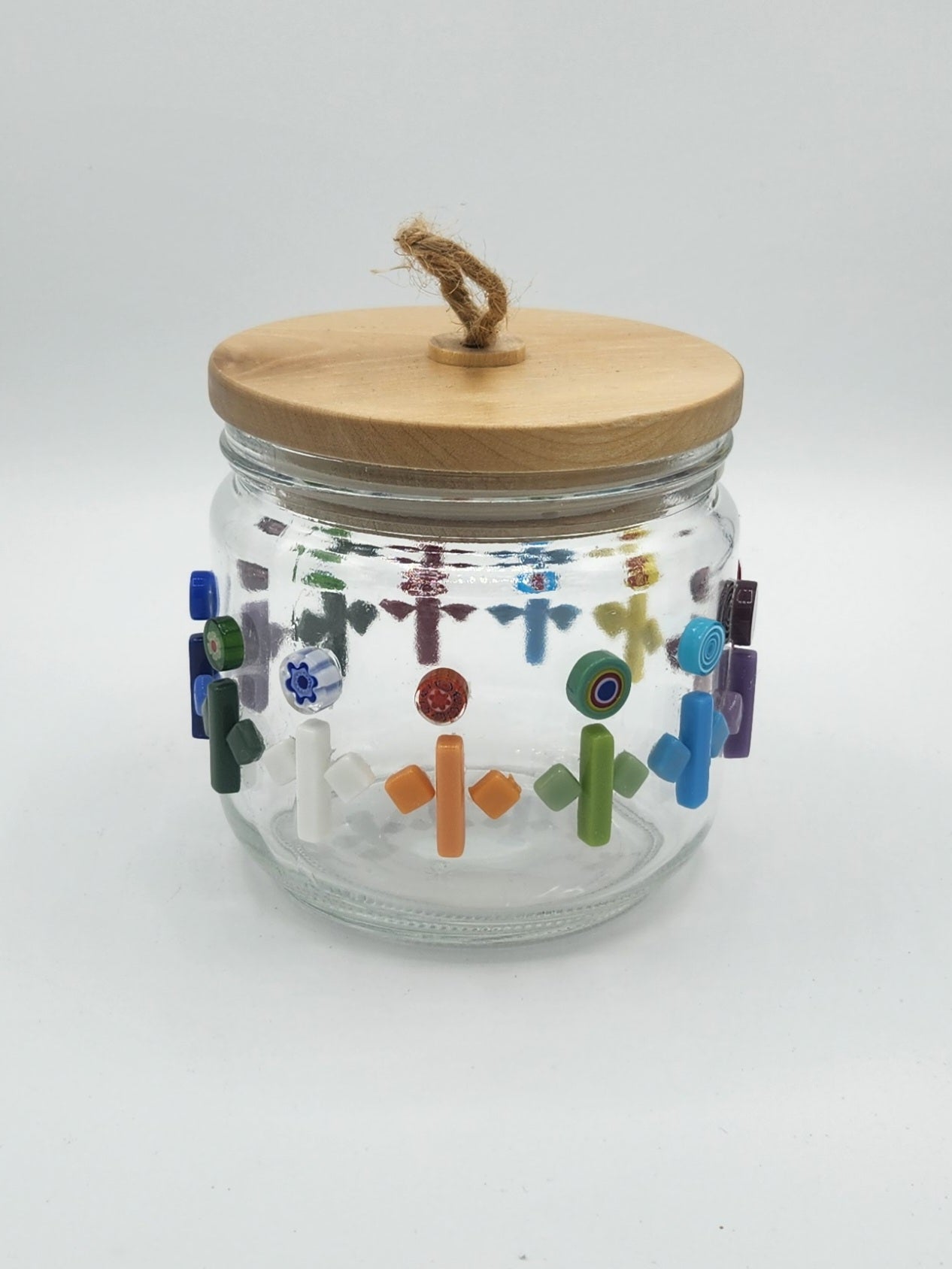 Mosaic glass storage jar