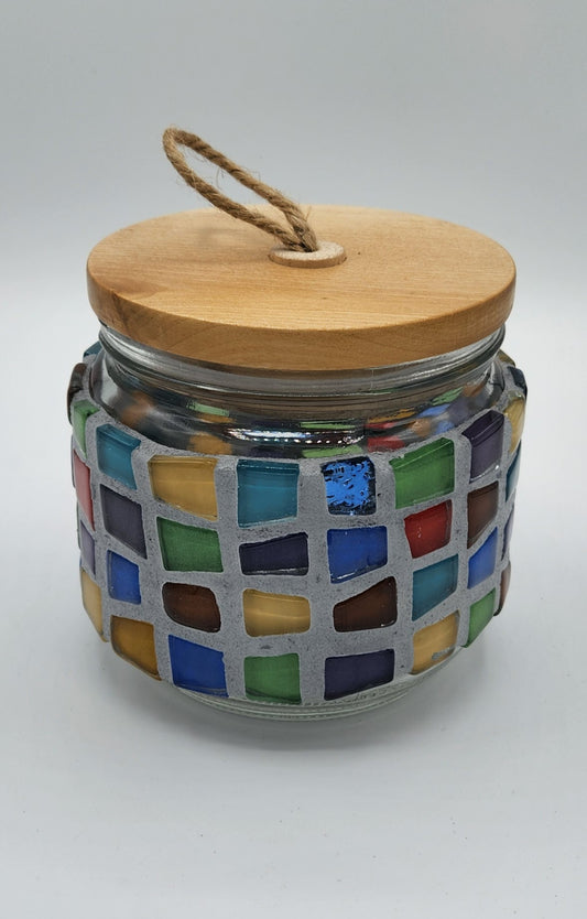 Mosaic jar with lid