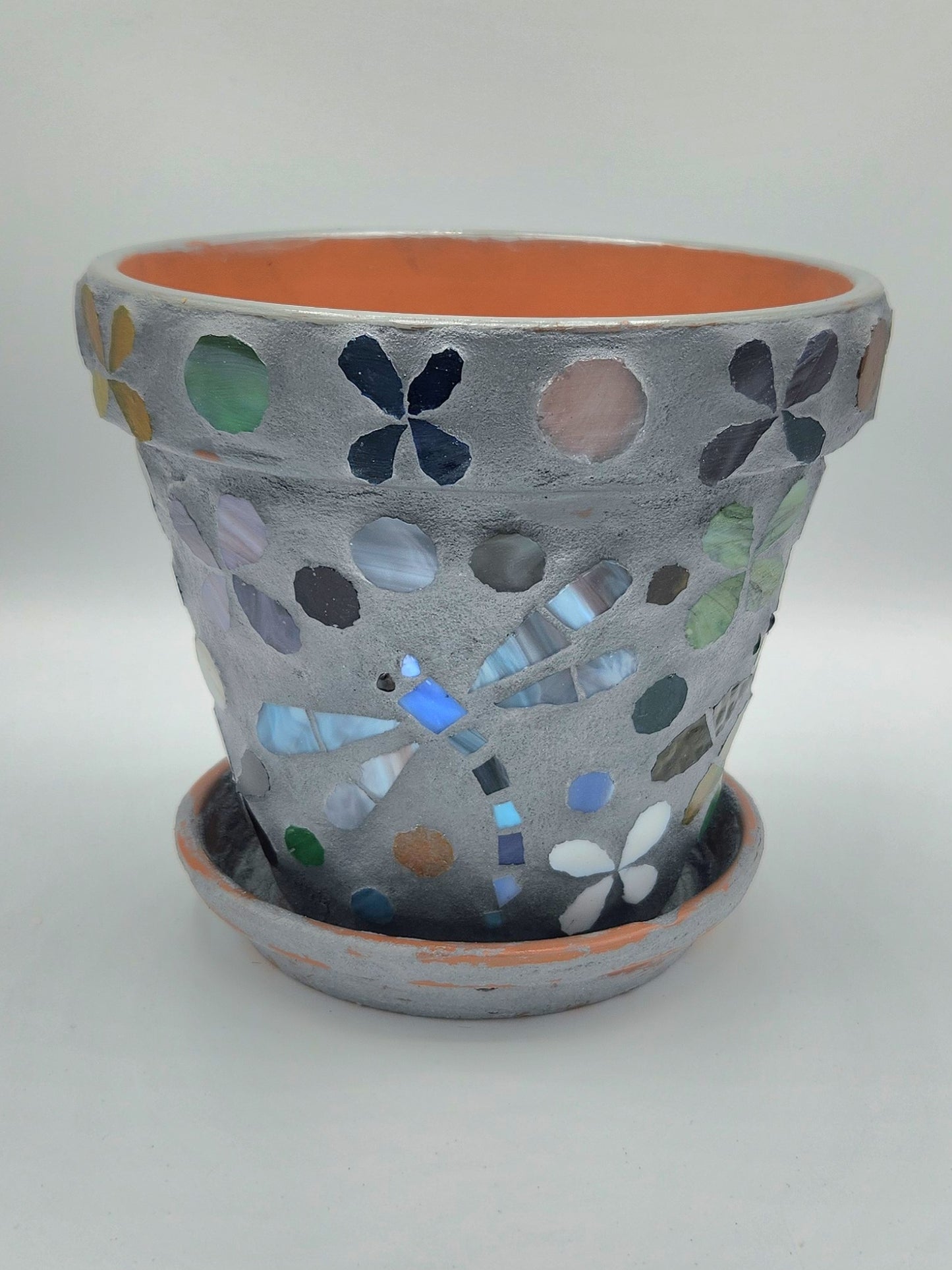 Dragonfly mosaic planter