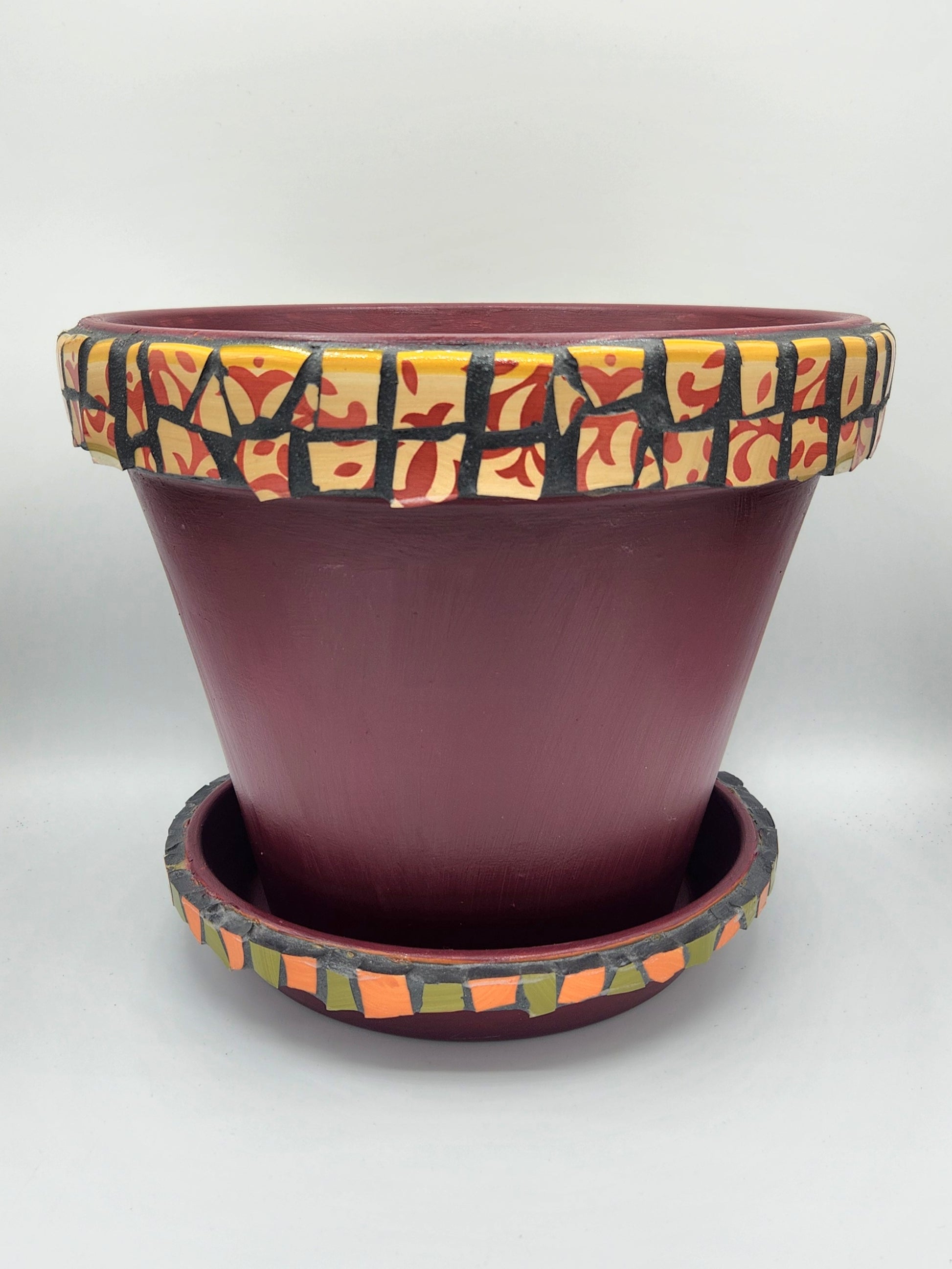 large mosaic plant pots Large mosaic planter pot – Landharp Creations