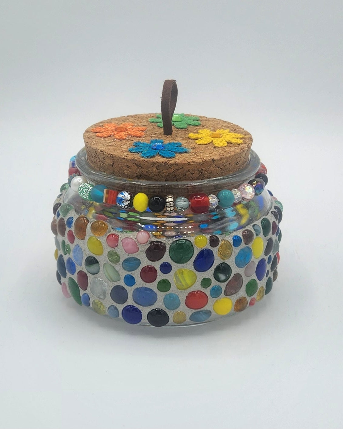 Mosaic fused glass jar