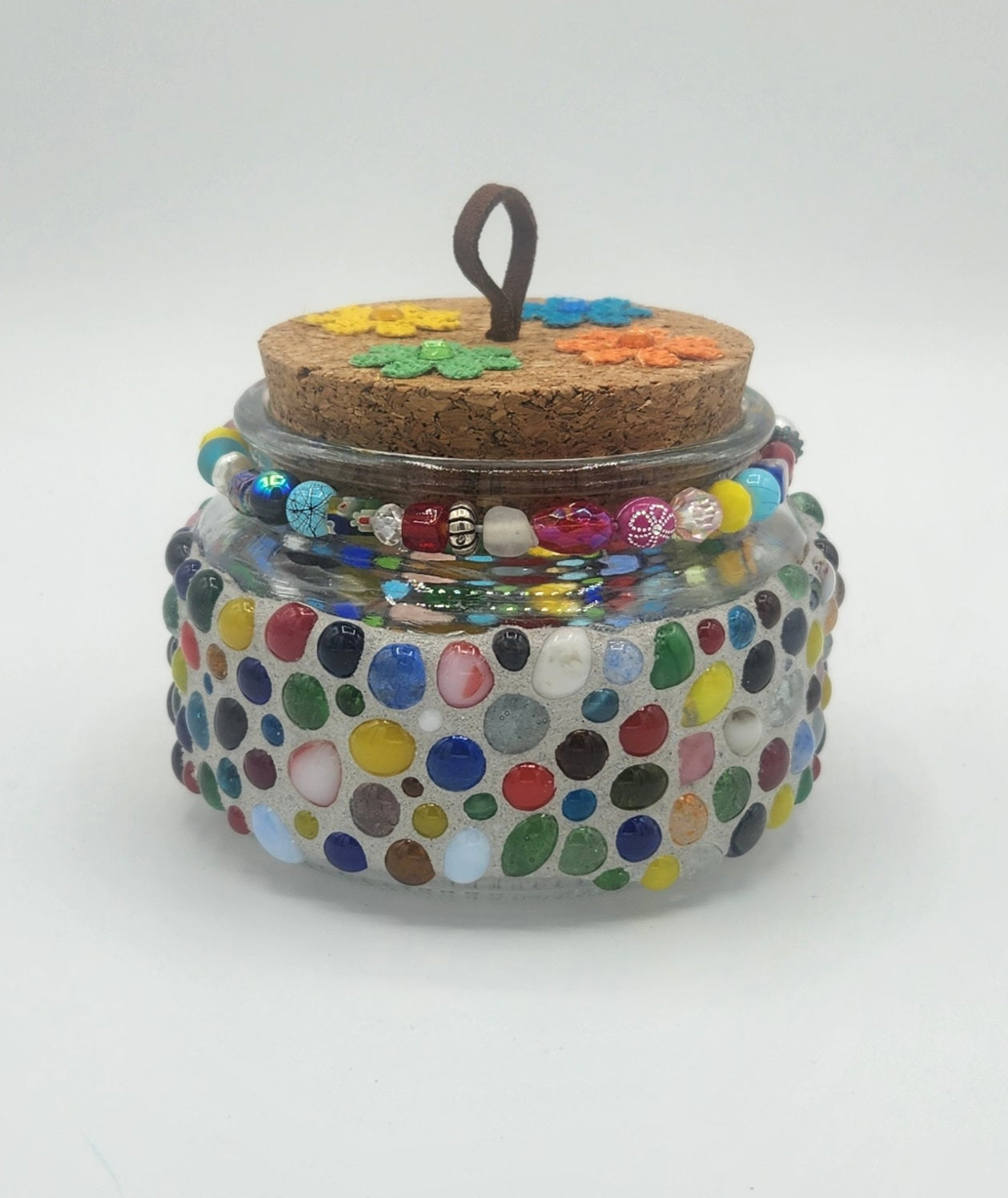 Mosaic fused glass jar