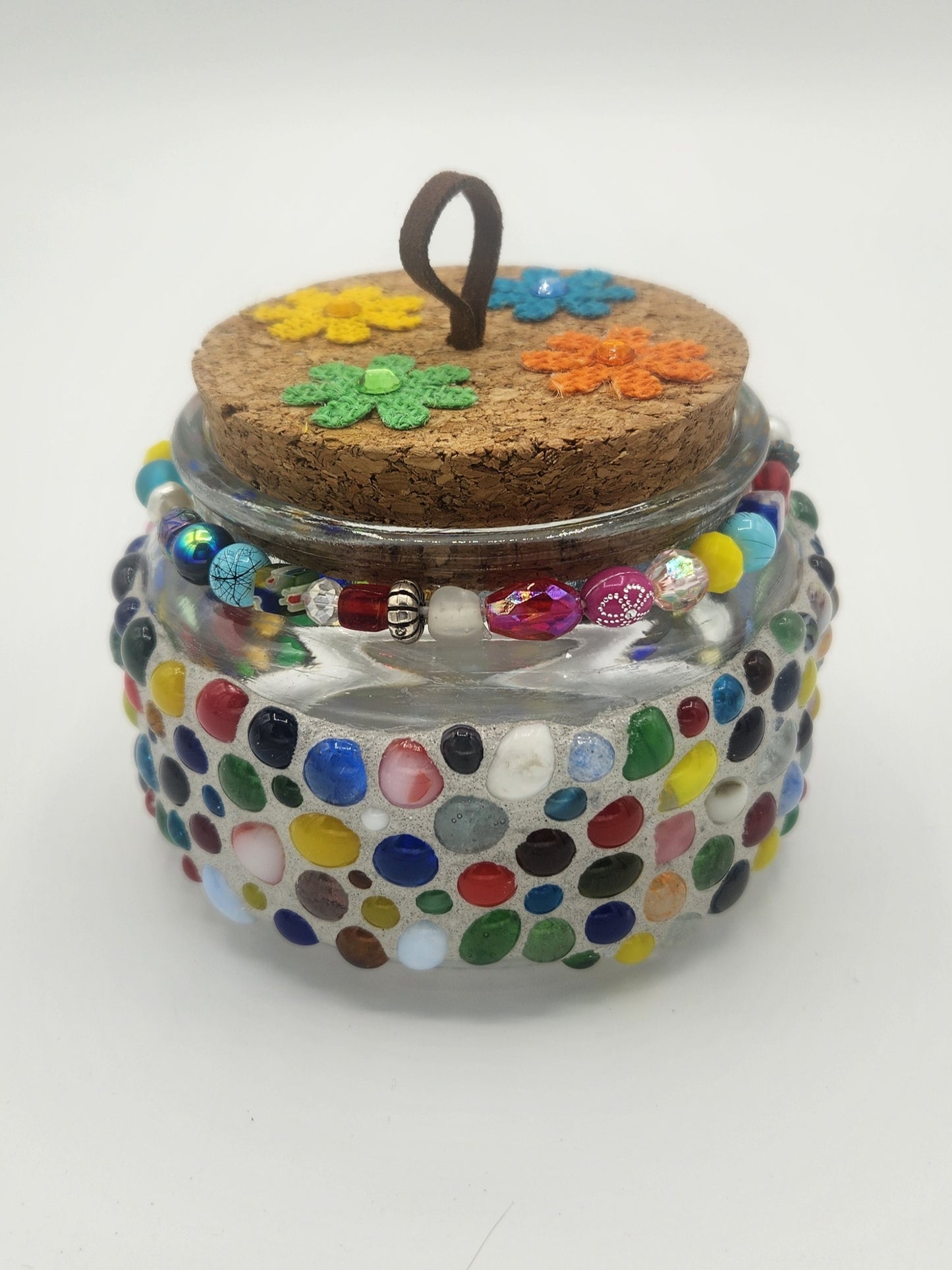 Mosaic fused glass jar