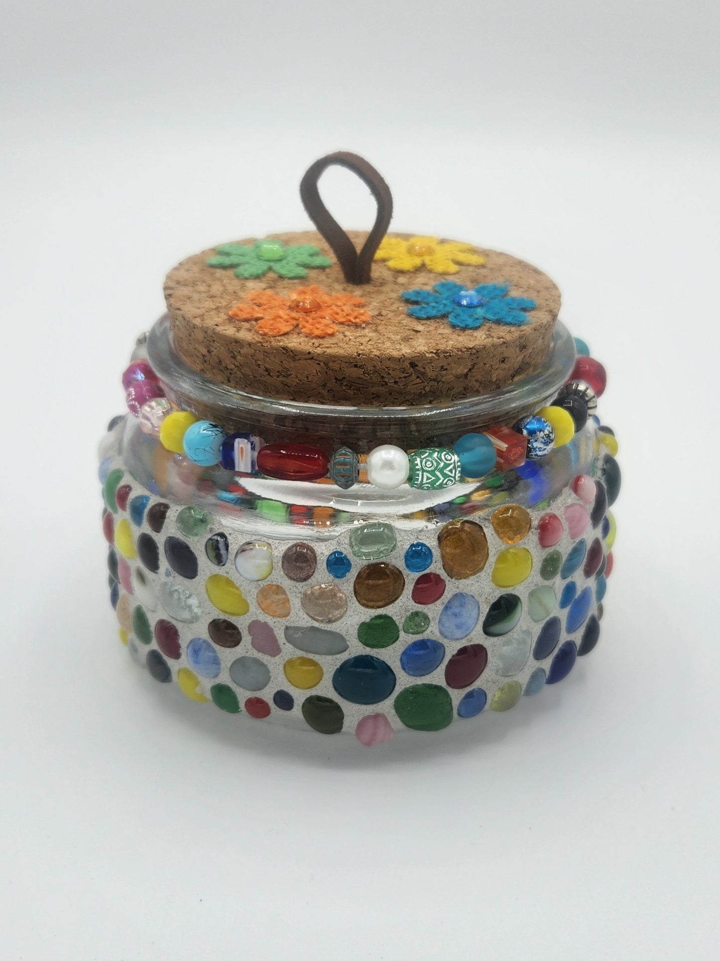 Mosaic fused glass jar