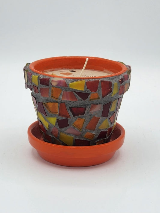 Small mosaic pot with candle