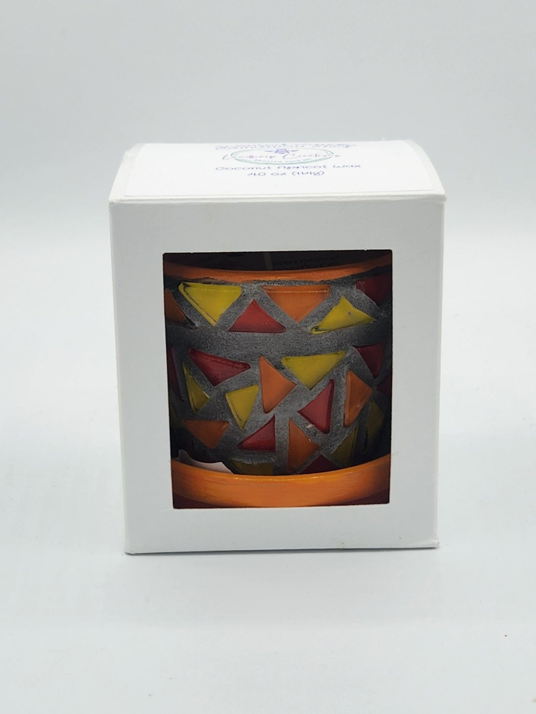 Small mosaic pot with candle