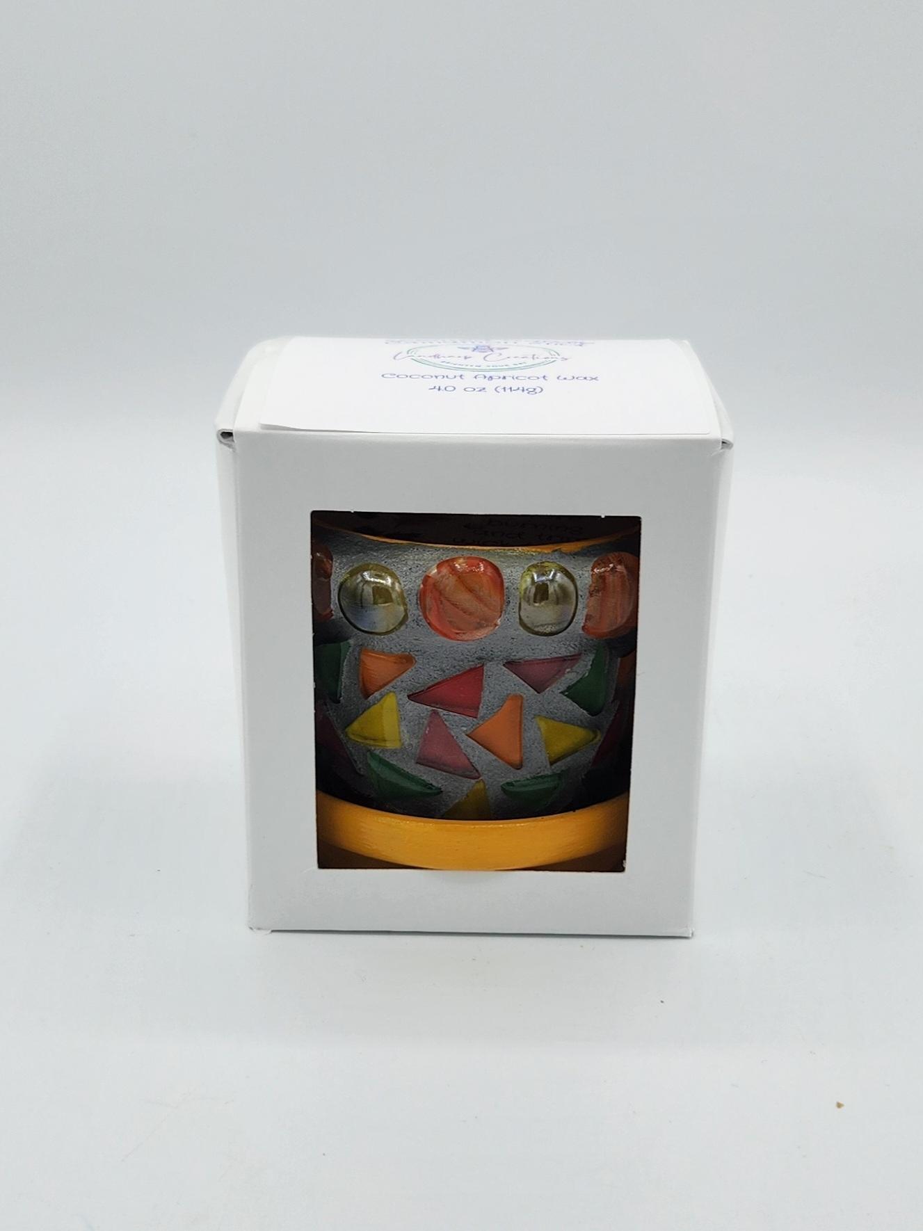 Small mosaic pot with scented candle,