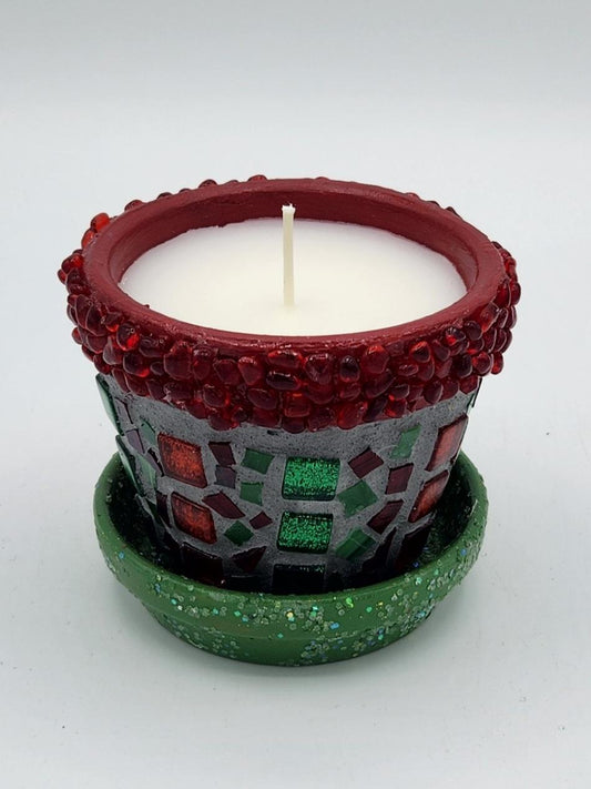 Mosaic small pot with scented candle