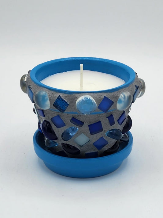 Mosaic small pot with scented candle