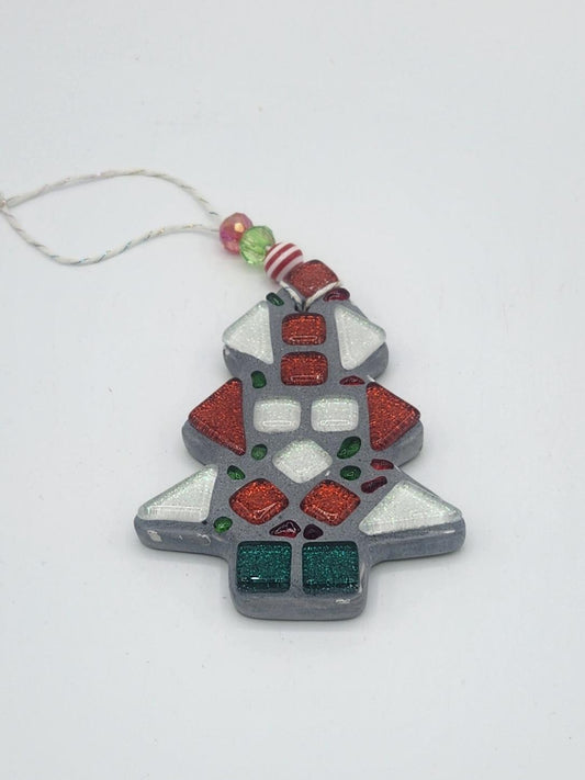 Mosaic Christmas tree ornament