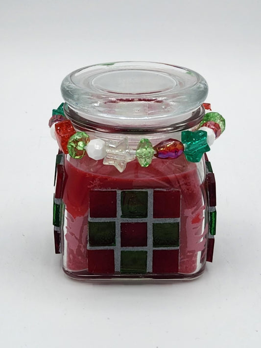 Mosaic small jar with scented candle