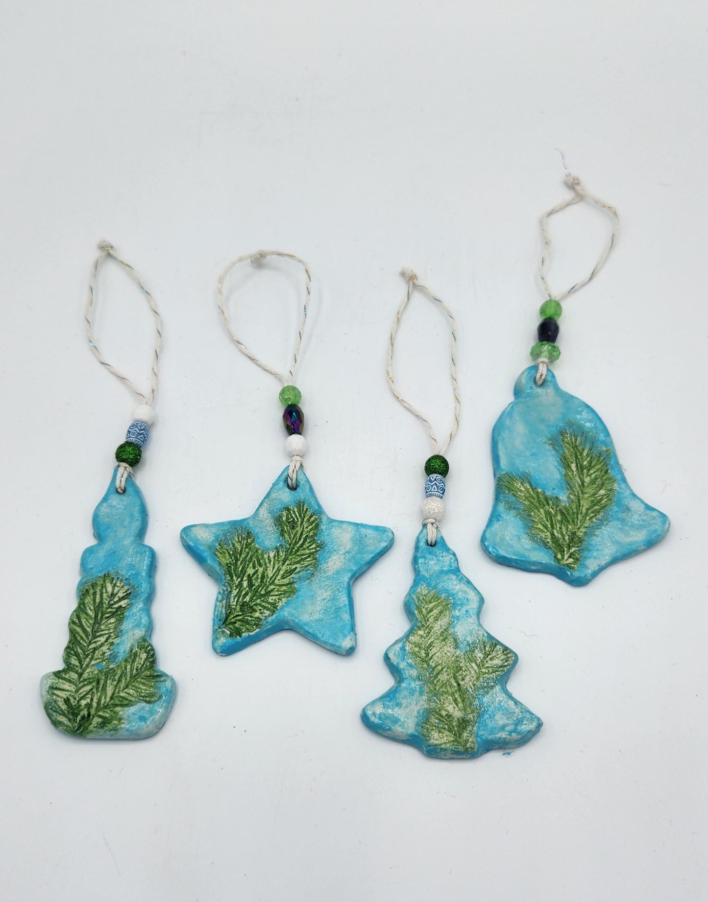 Set of four air dry clay hanging ornaments