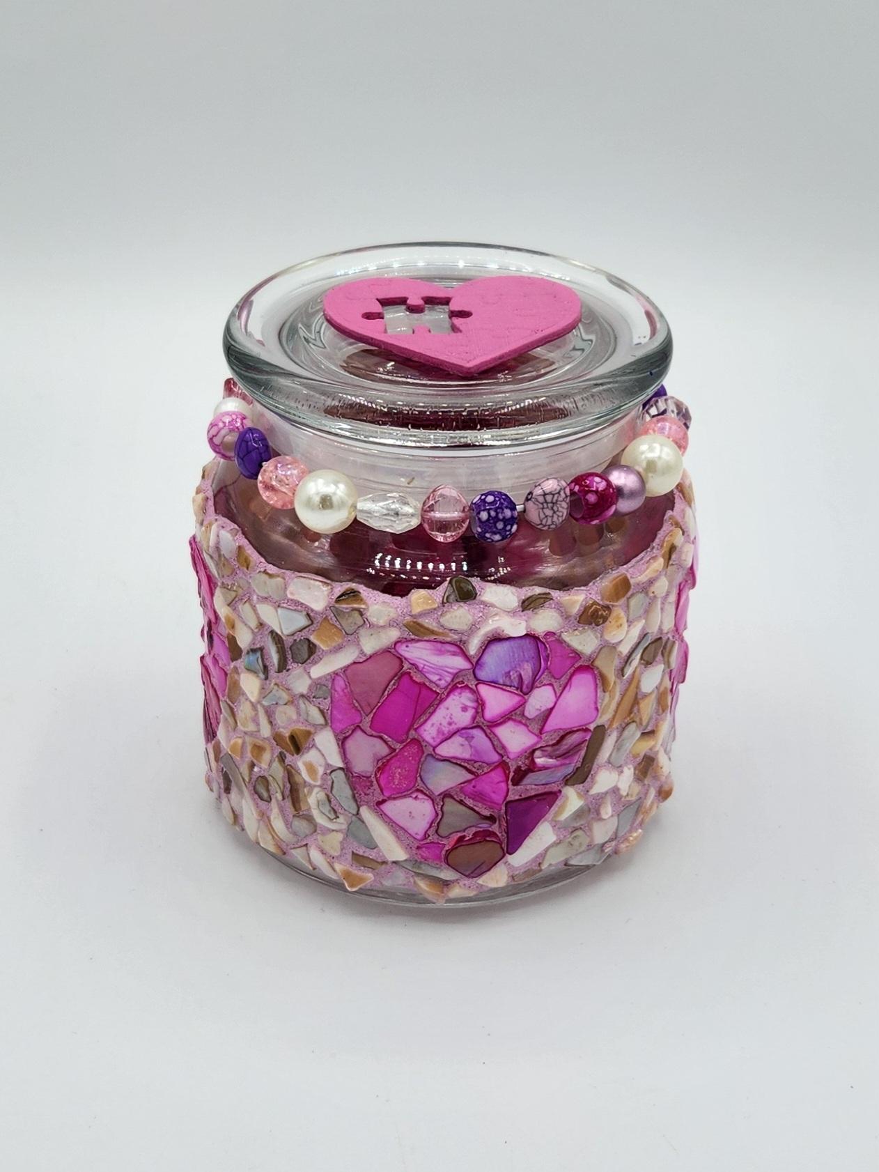 Mosaic heart jar with lid