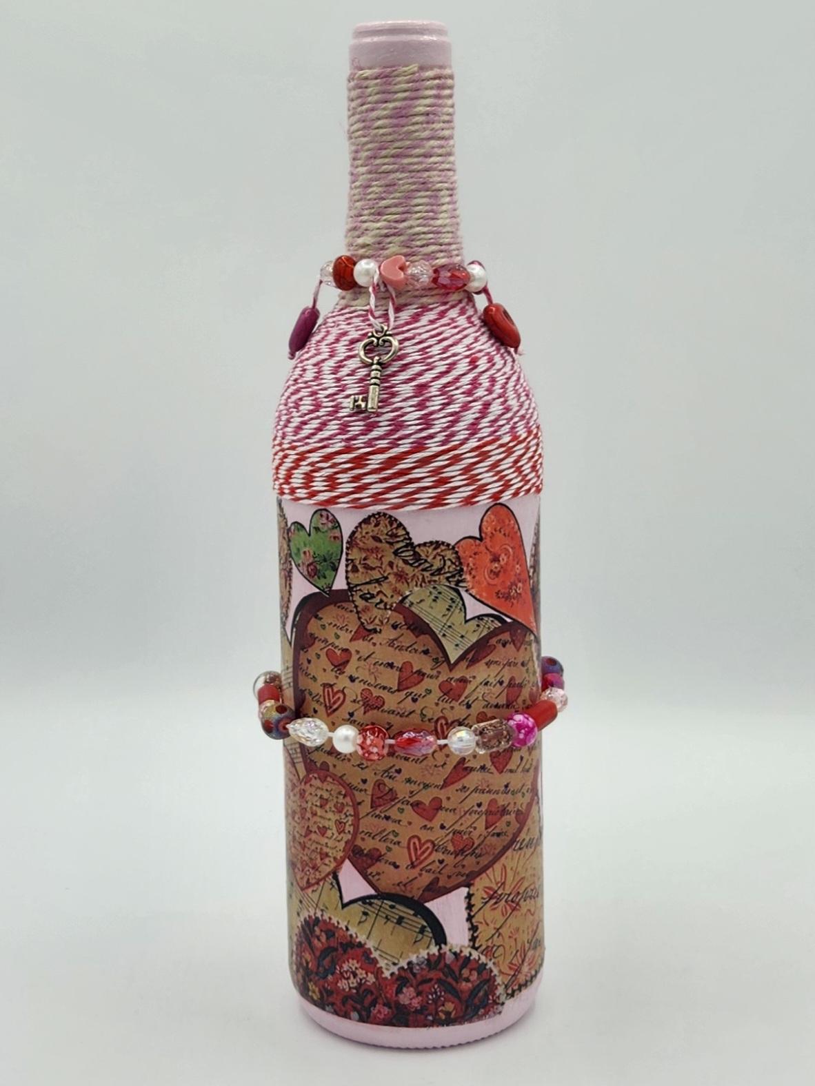 Decorative heart wine bottle