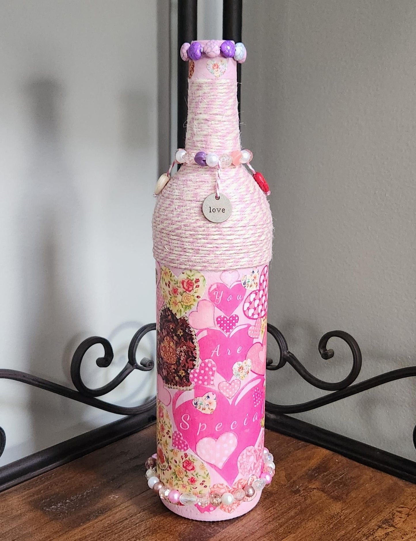 Heart decorative wine bottle