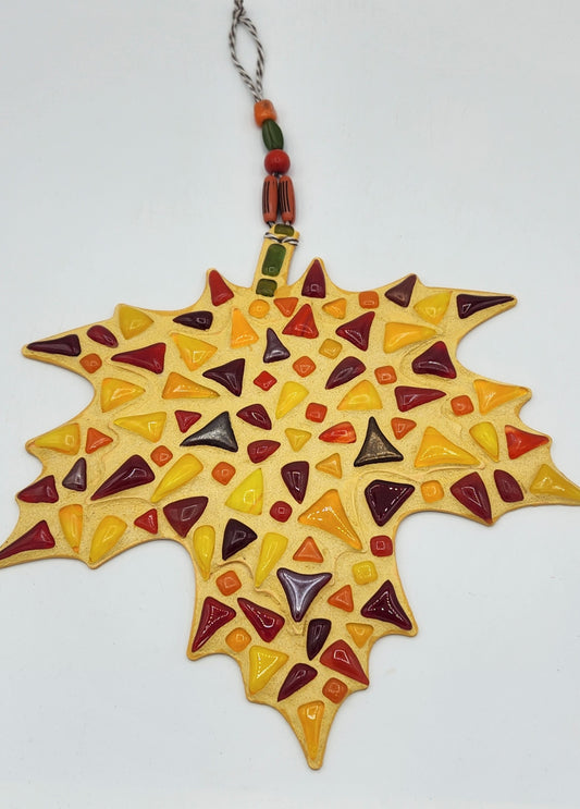 Hanging mosaic fall leaf