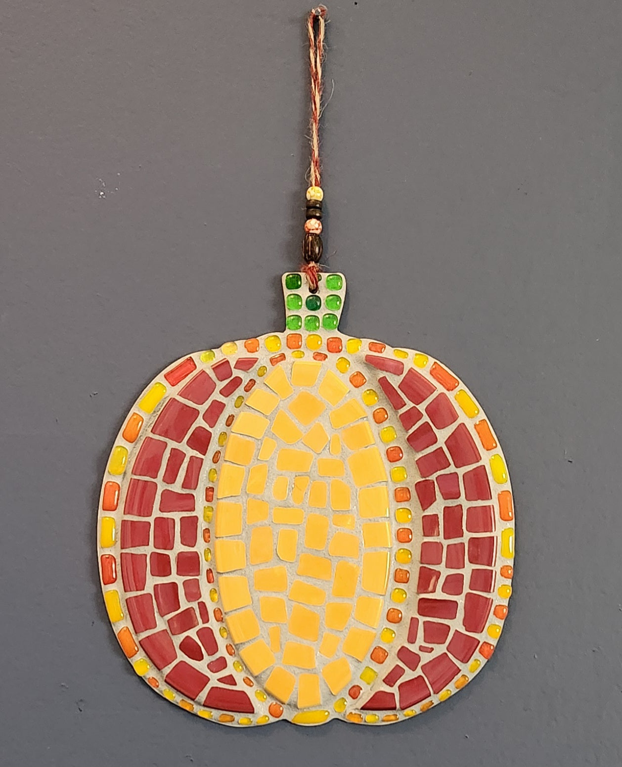Hanging mosaic pumpkin