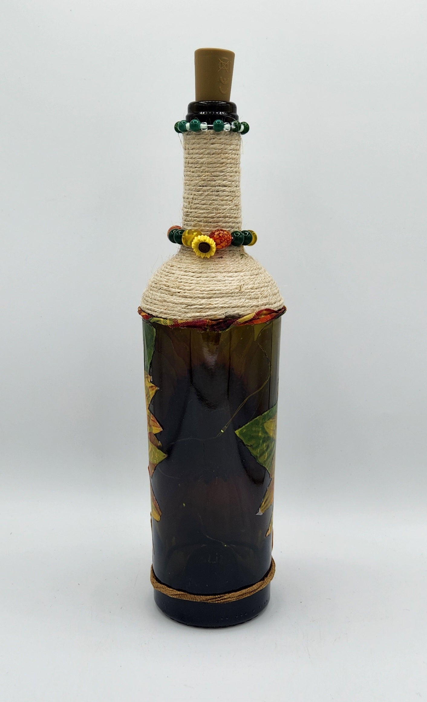 Fall decorative wine bottle