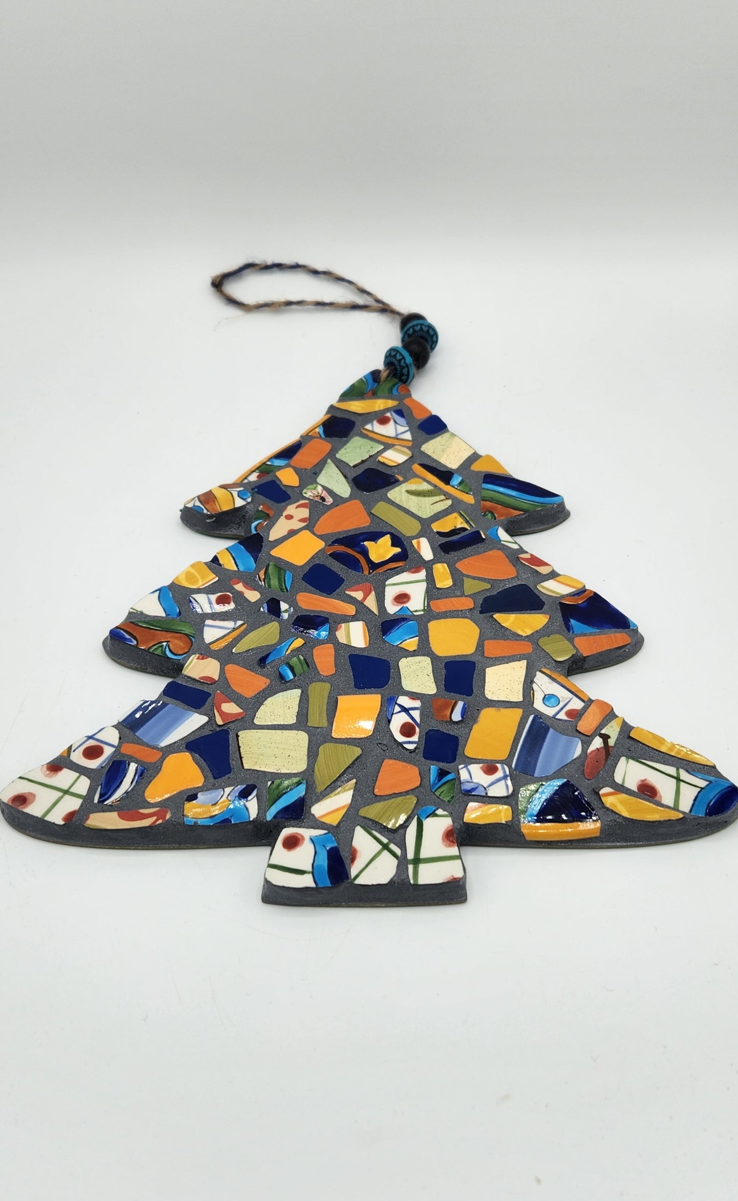 Colorful hanging mosaic Christmas tree