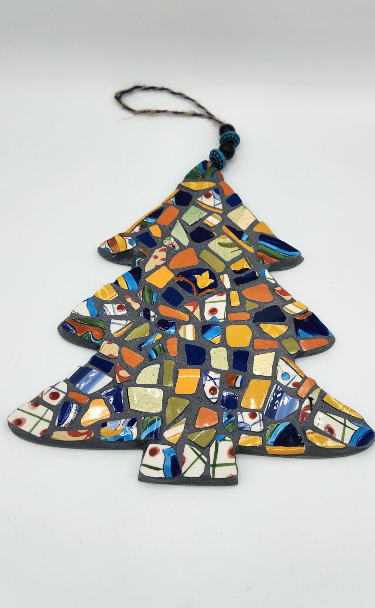 Colorful hanging mosaic Christmas tree