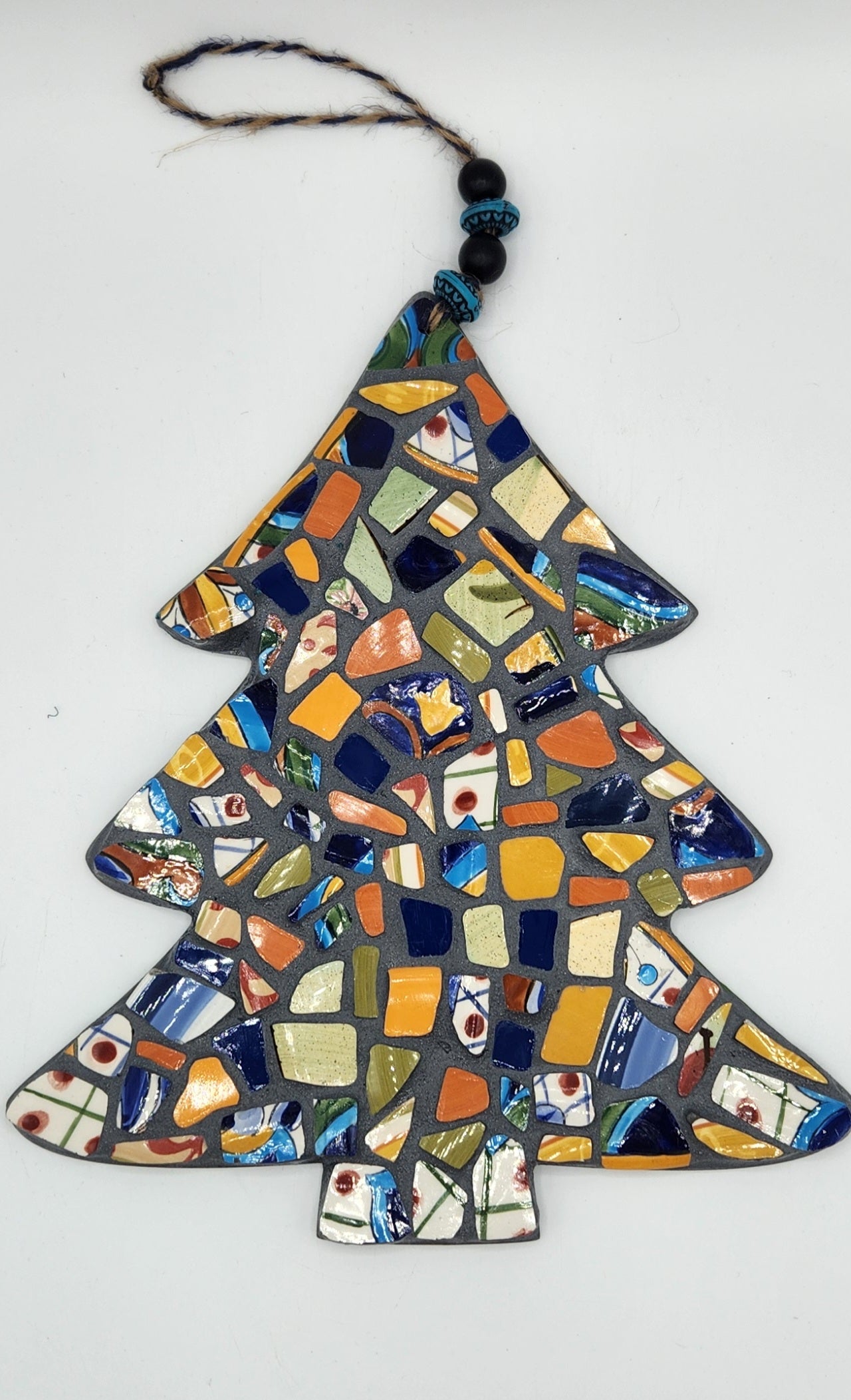 Colorful hanging mosaic Christmas tree