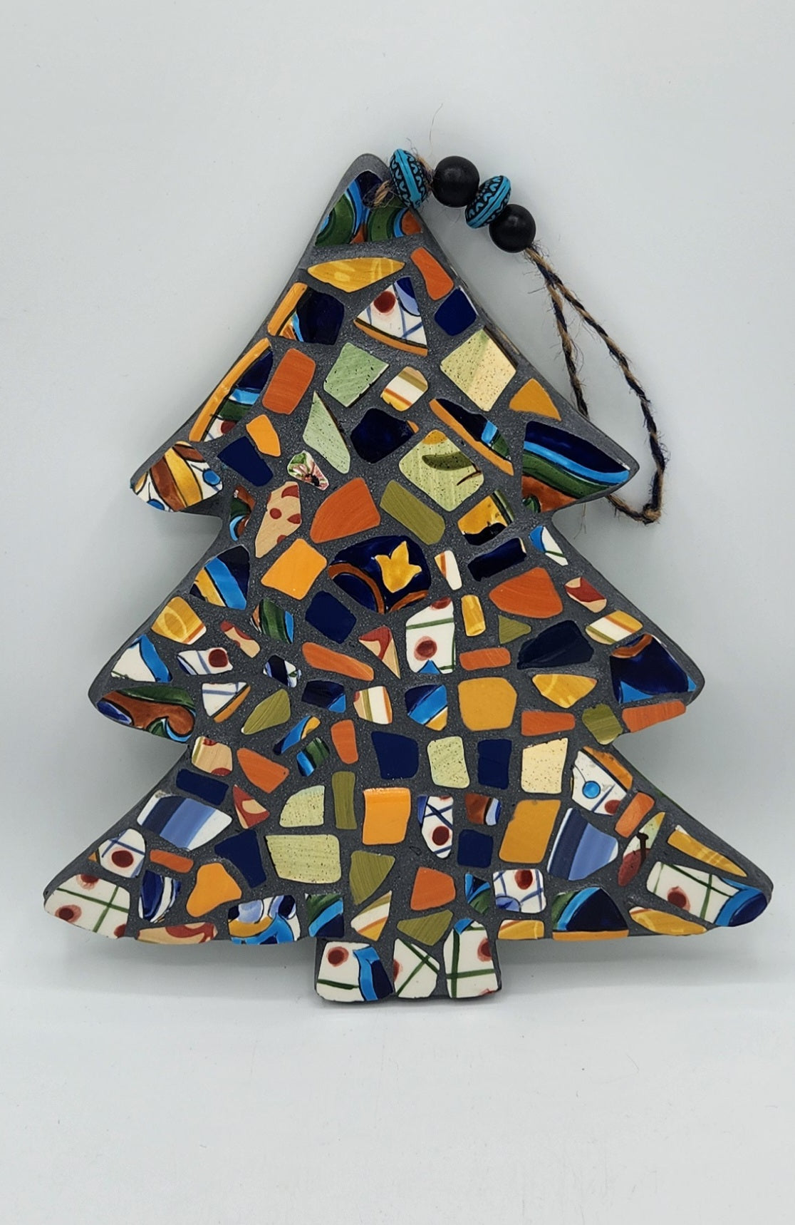 Colorful hanging mosaic Christmas tree