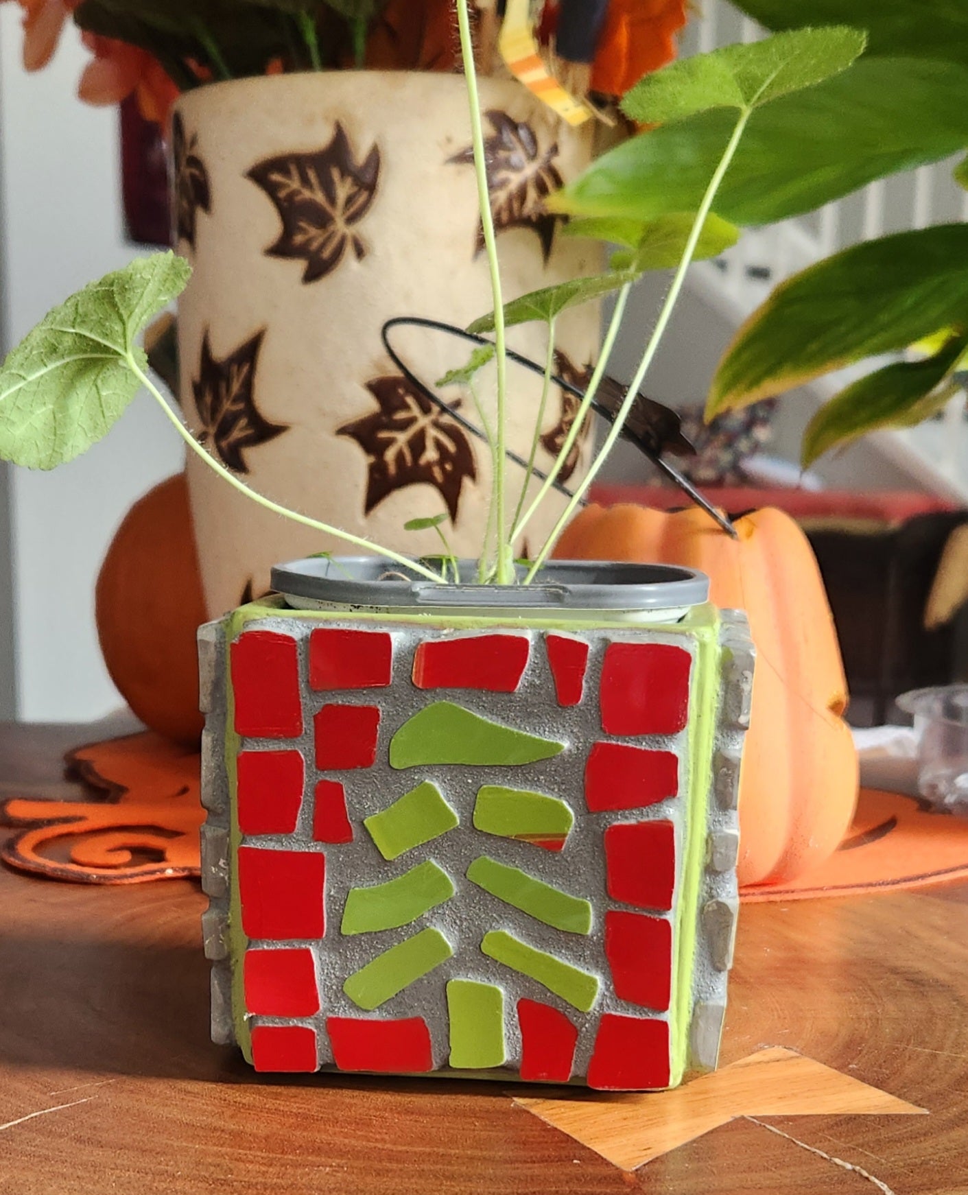 Mosaic Christmas container-planter