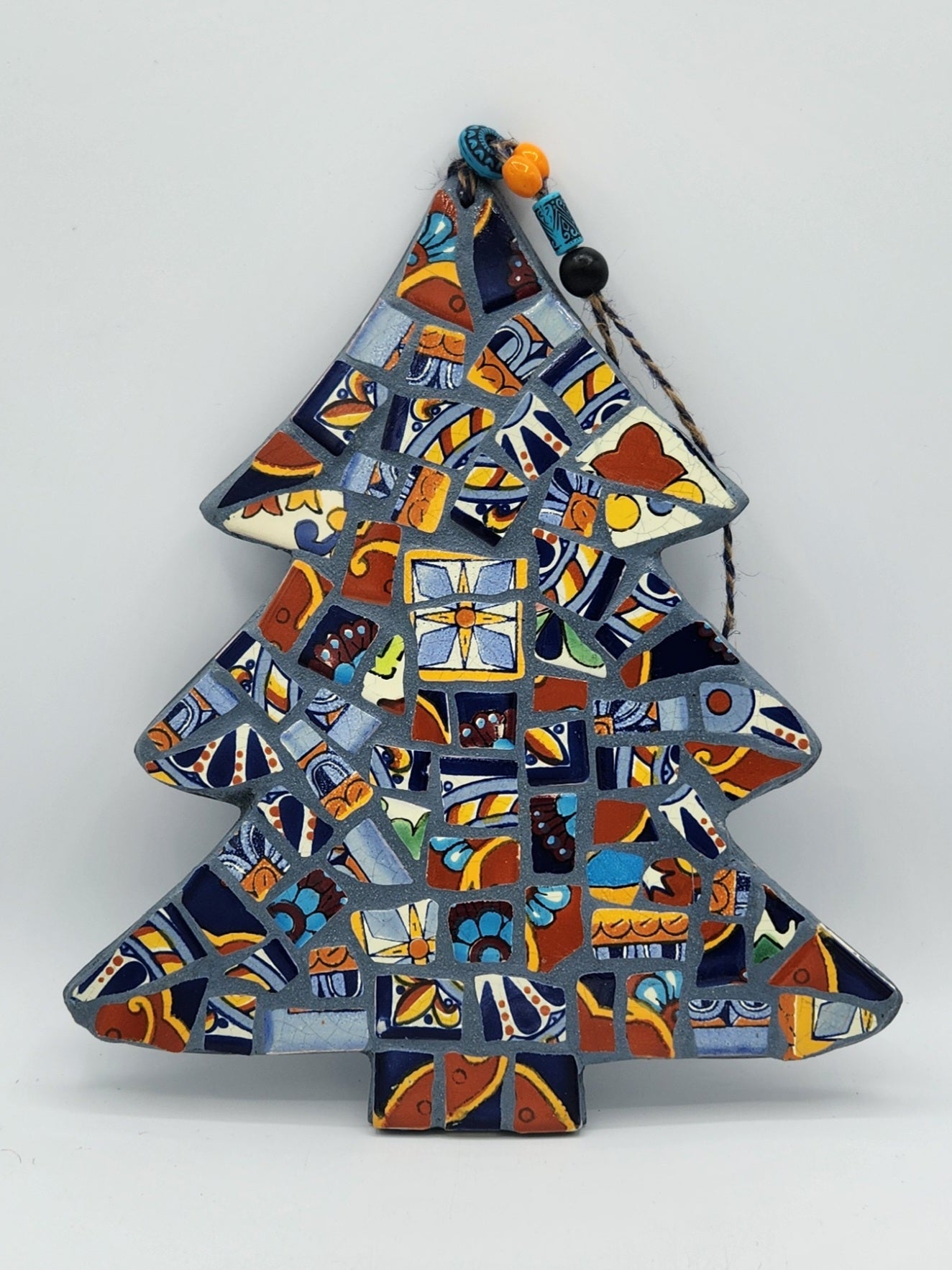 Colorful hanging mosaic Christmas tree