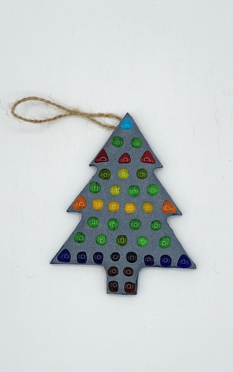 Mosaic hanging Christmas tree ornament