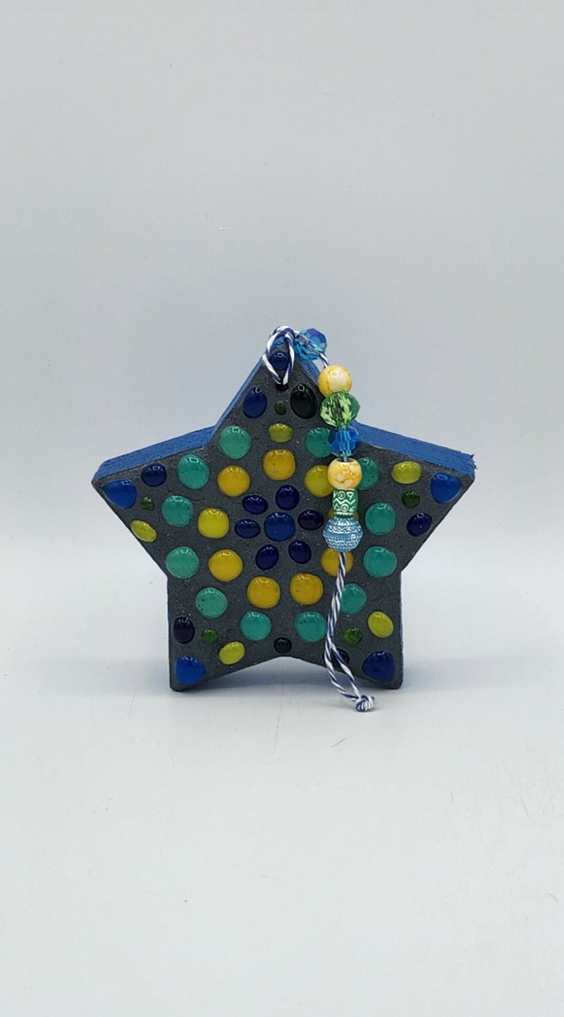 Mosaic hanging Christmas star ornament
