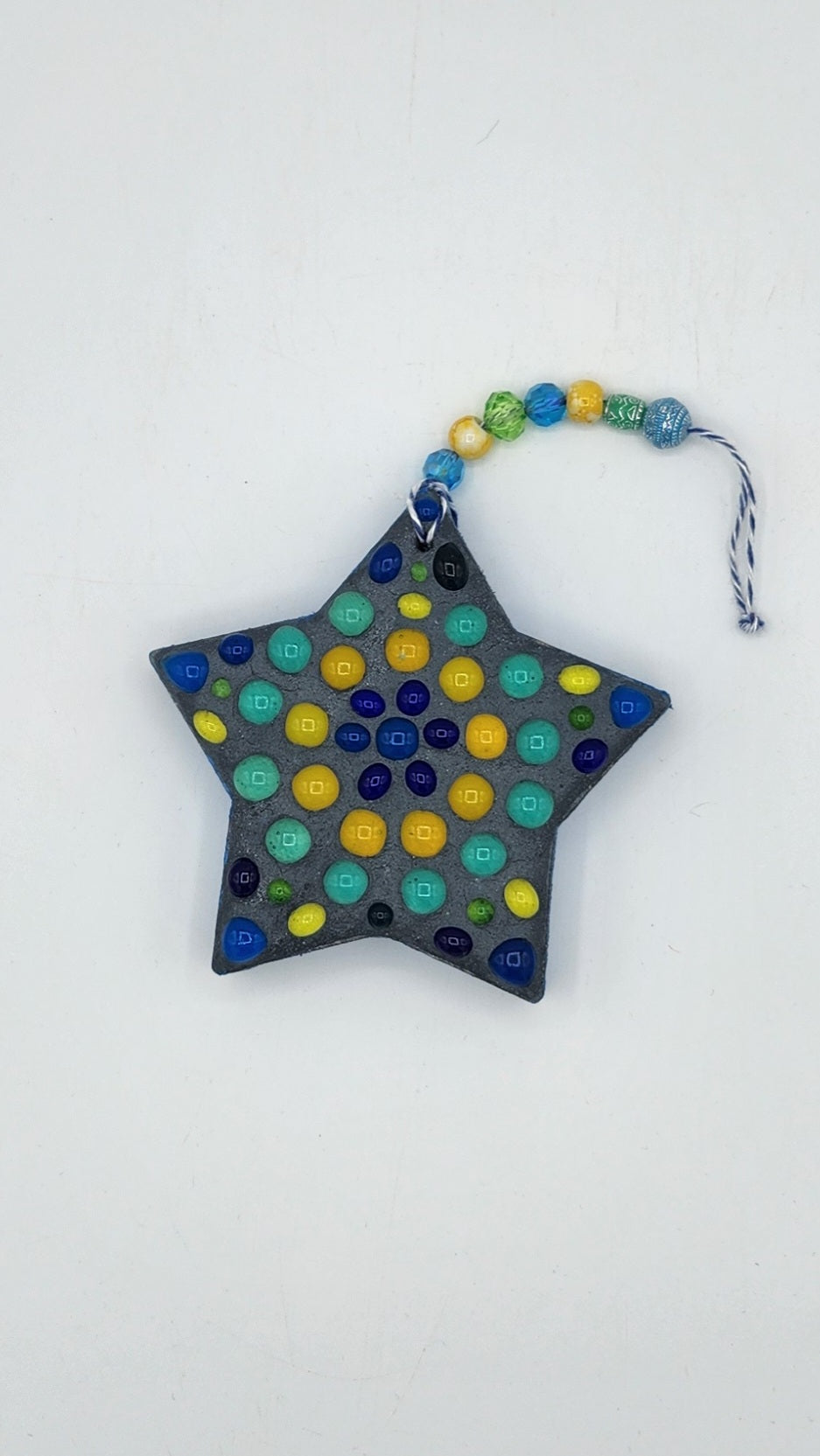 Mosaic hanging Christmas star ornament
