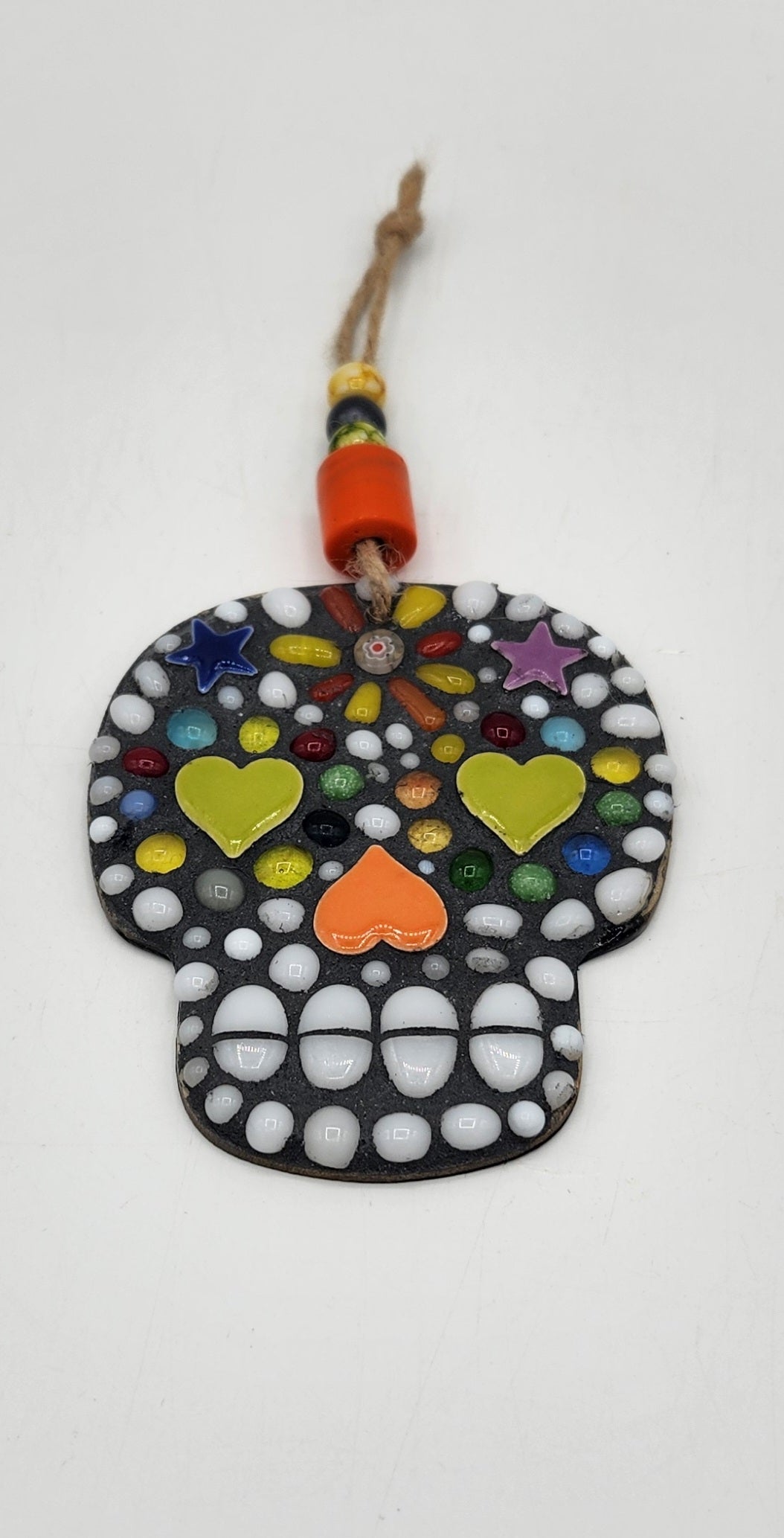 Mosaic hanging sugar skull ornament
