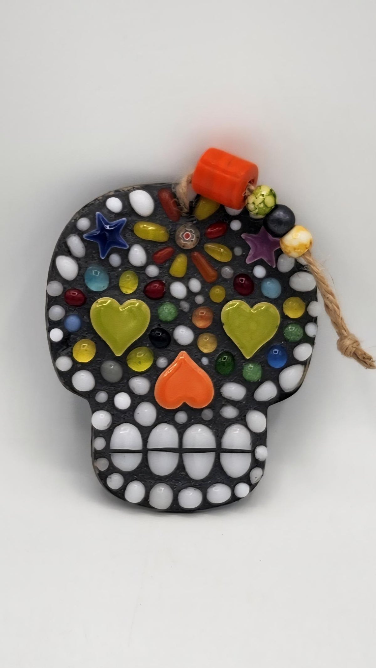 Mosaic hanging sugar skull ornament