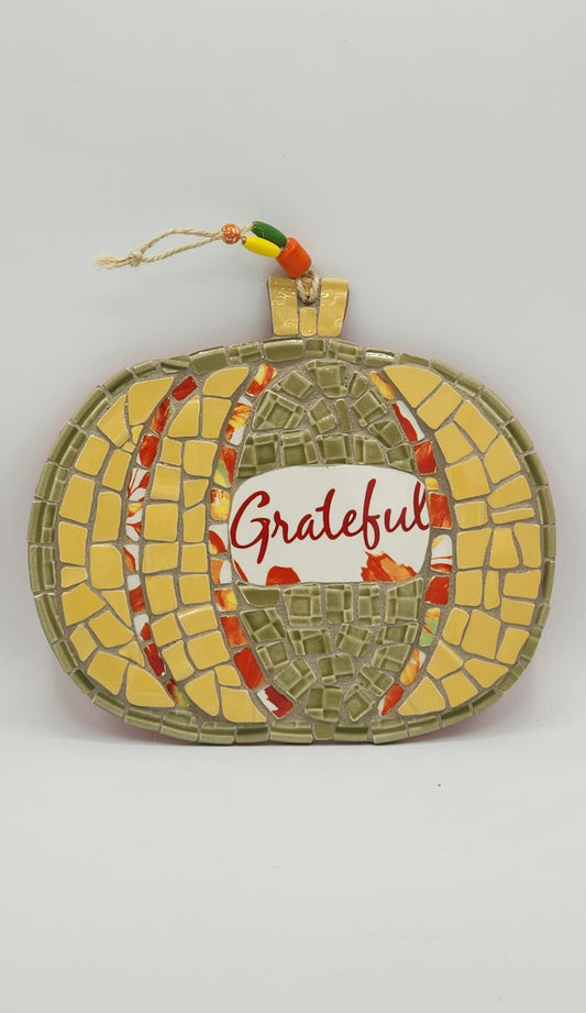Grateful mosaic hanging pumpkin