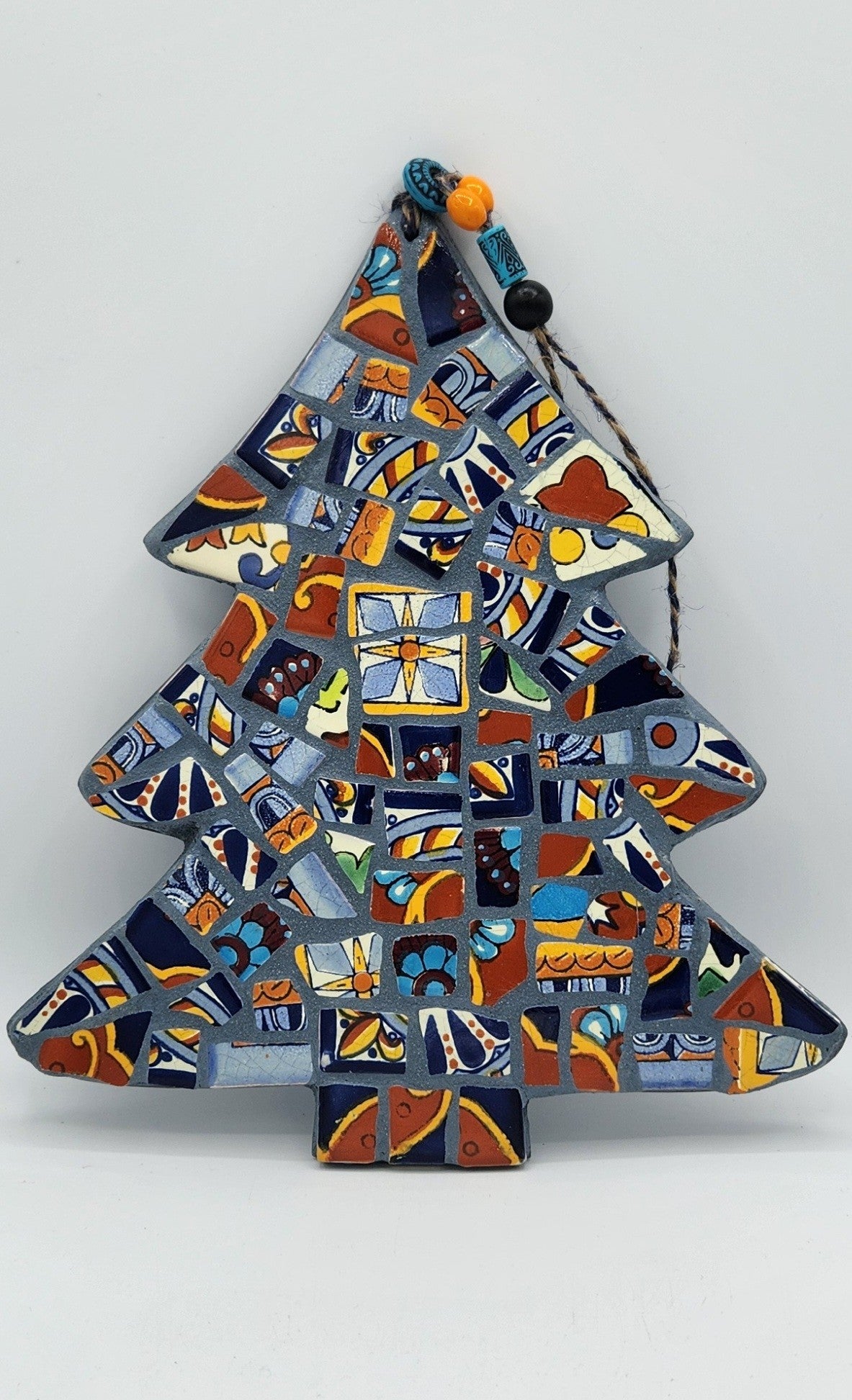 Colorful hanging mosaic Christmas tree